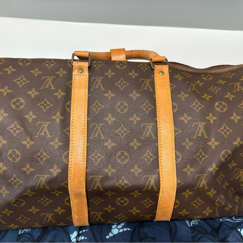 Louis Vuitton Monogram Keepall 55 Duffel Bag in Brown and Tan